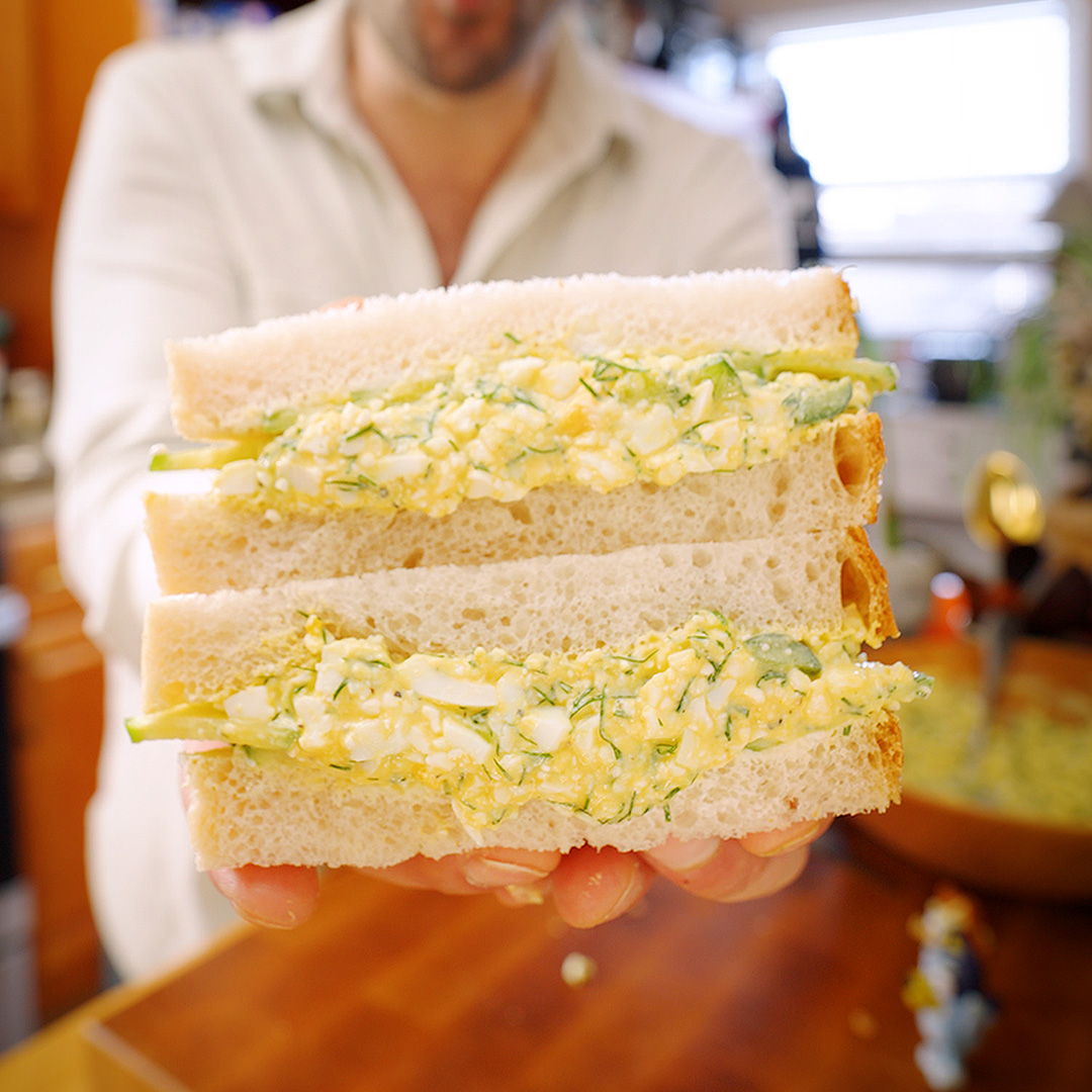 a tzatziki egg salad sandwich